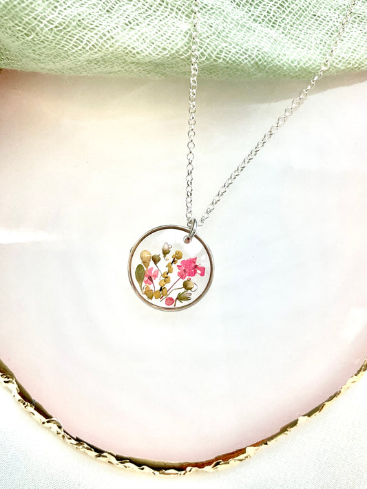 Sterling Silver Gifts For Women - Pressed Flower Necklace