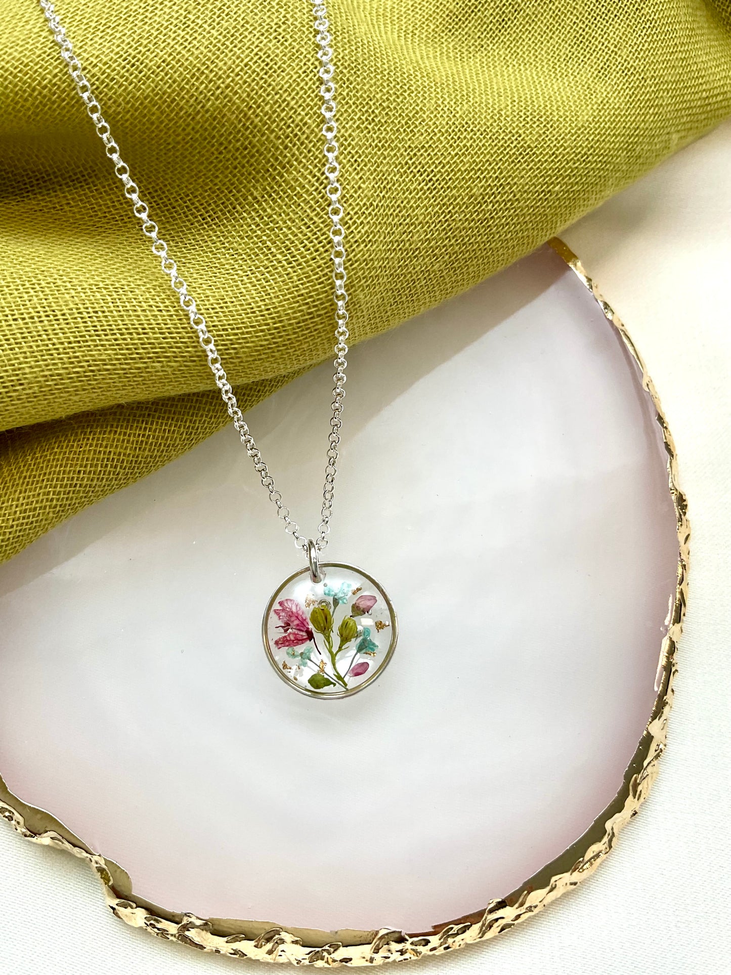 Sterling Silver Bridal Jewellery – Real Dried Flower Resin Jewellery