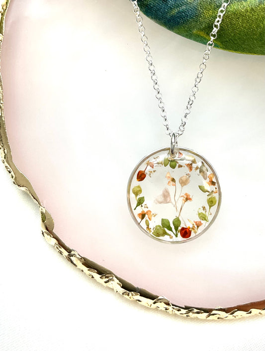 Sterling Silver Dried Flower Resin Necklace – Real Flower Jewellery