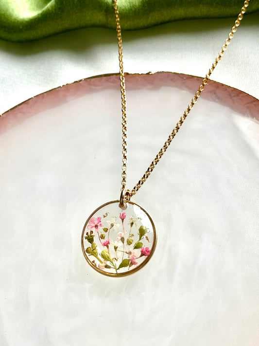 14k Gold Filled Real Pressed Wildflower Necklace – Flower Resin Pendant